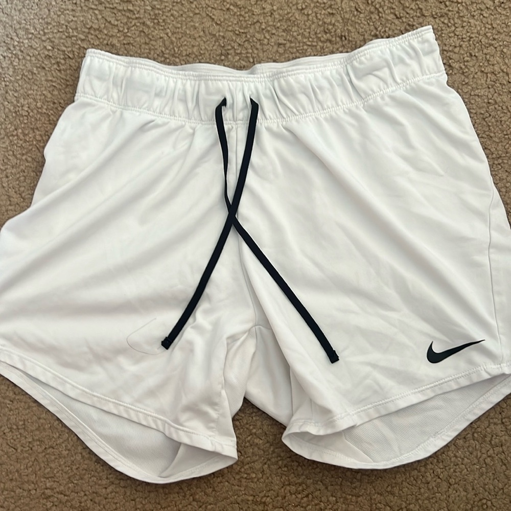 white nike athletic shorts